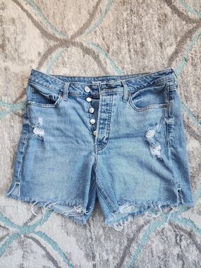 Old Navy Light Blue Button-Front Distressed Grunge Denim Shorts Size 12